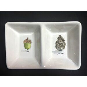 Rae Dunn Artisan Collection Divided Ceramic Serving Candy Nut Dish By Magenta